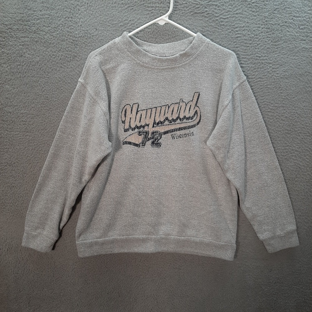Vintage Exist Sweatshirt Adult Large Gray Crewneck Hayward Wisconsin 1990s‎ Y2K